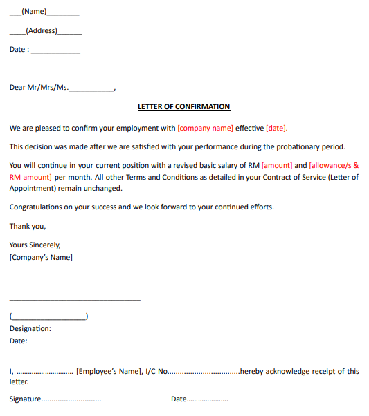 Probation Unsuccessful Completion Letter Template Probation 