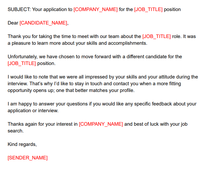 Free Candidate Rejection Email Templates for Recruiters - Recruiterflow Blog